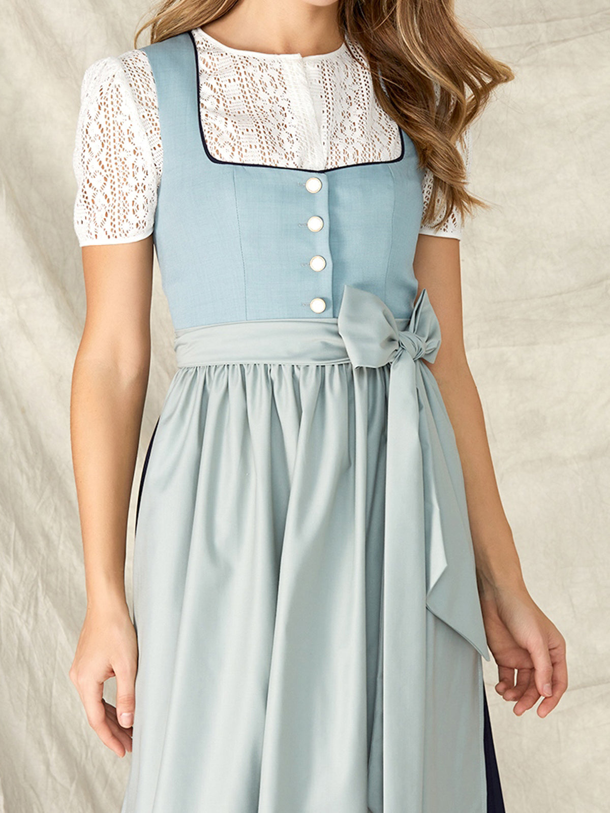 Damen Blau Knöpfen Kein Eingriffstaschen Dirndl JESSIA