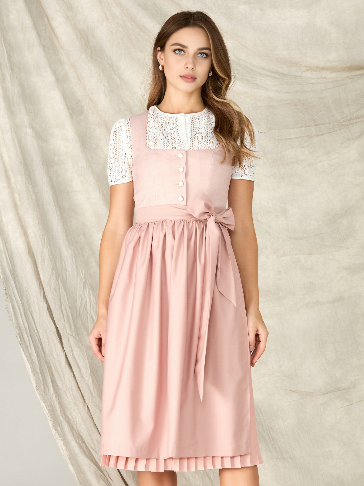 Damen Rosa Knöpfen Kein Eingriffstaschen Dirndl KALIA