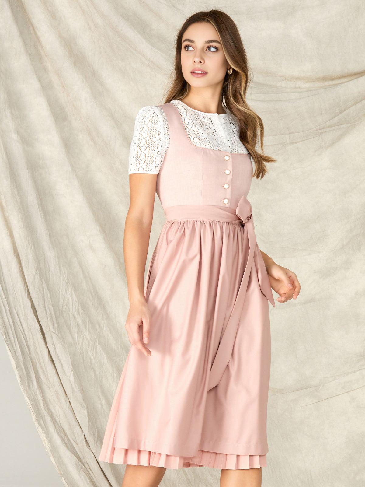 Damen Rosa Knöpfen Kein Eingriffstaschen Dirndl KALIA