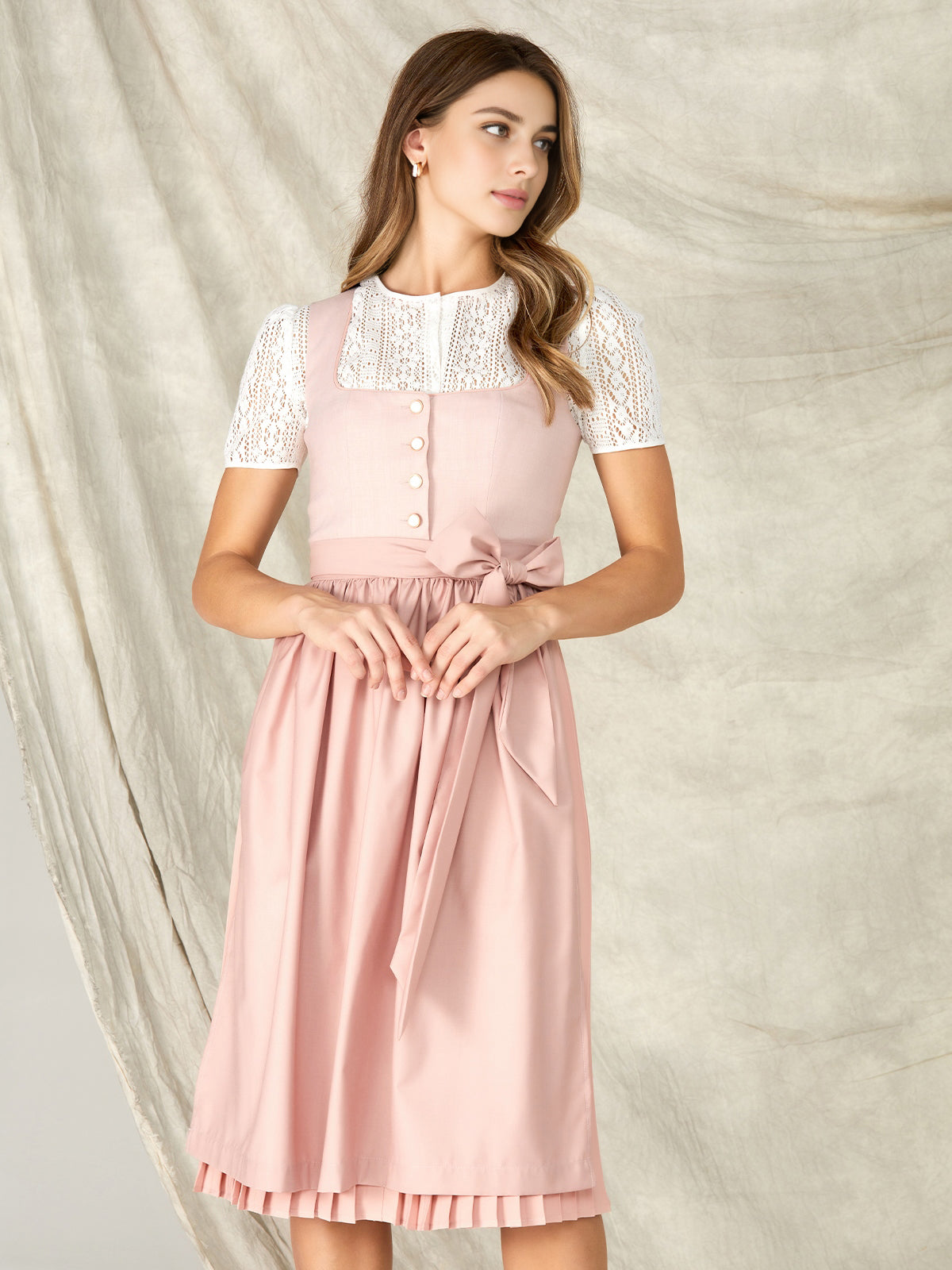 Damen Rosa Knöpfen Kein Eingriffstaschen Dirndl KALIA