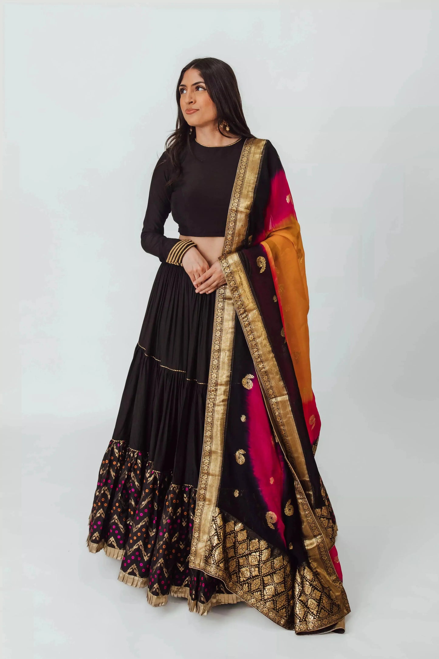 Antonia Black Tiered Lehenga Choli Set