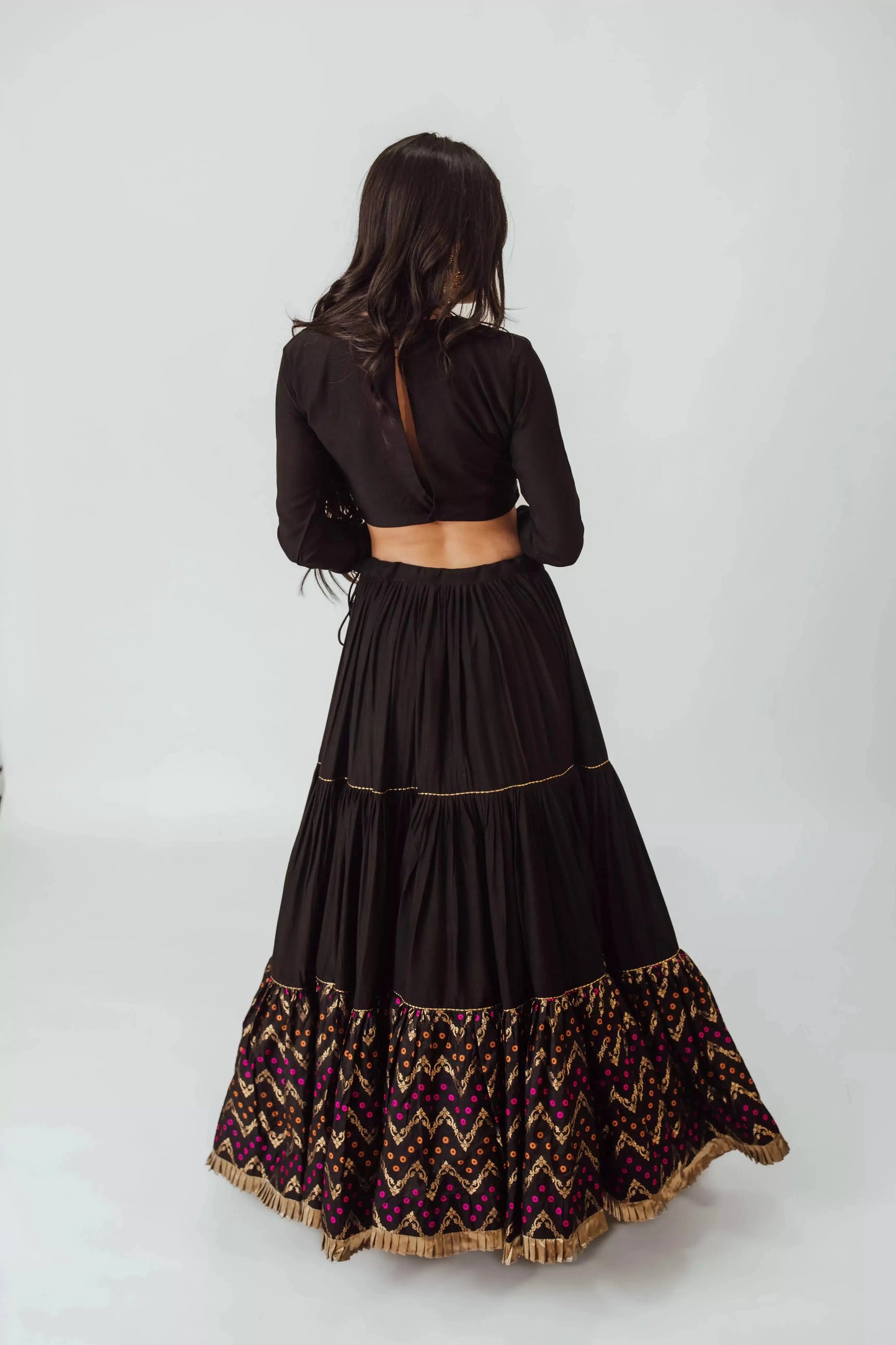Antonia Black Tiered Lehenga Choli Set