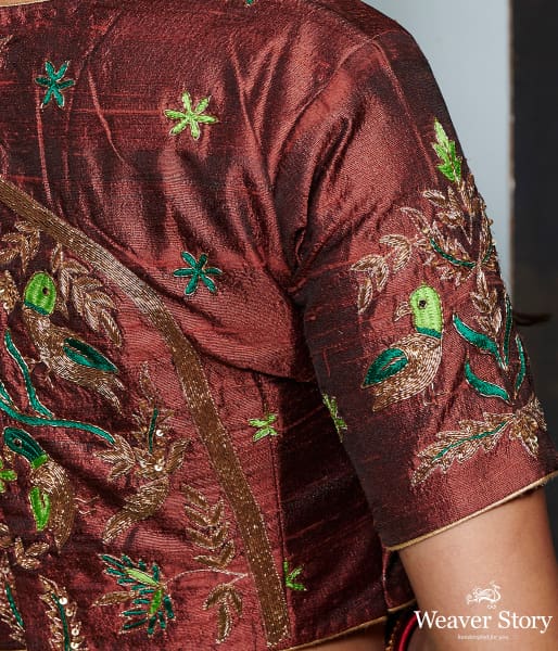 Brown heavy embroidery blouse