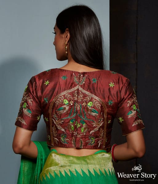 Brown heavy embroidery blouse