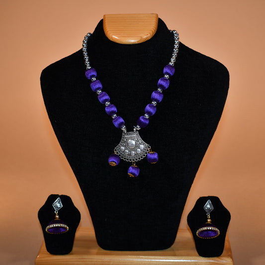 Beaded Purple Necklace Set