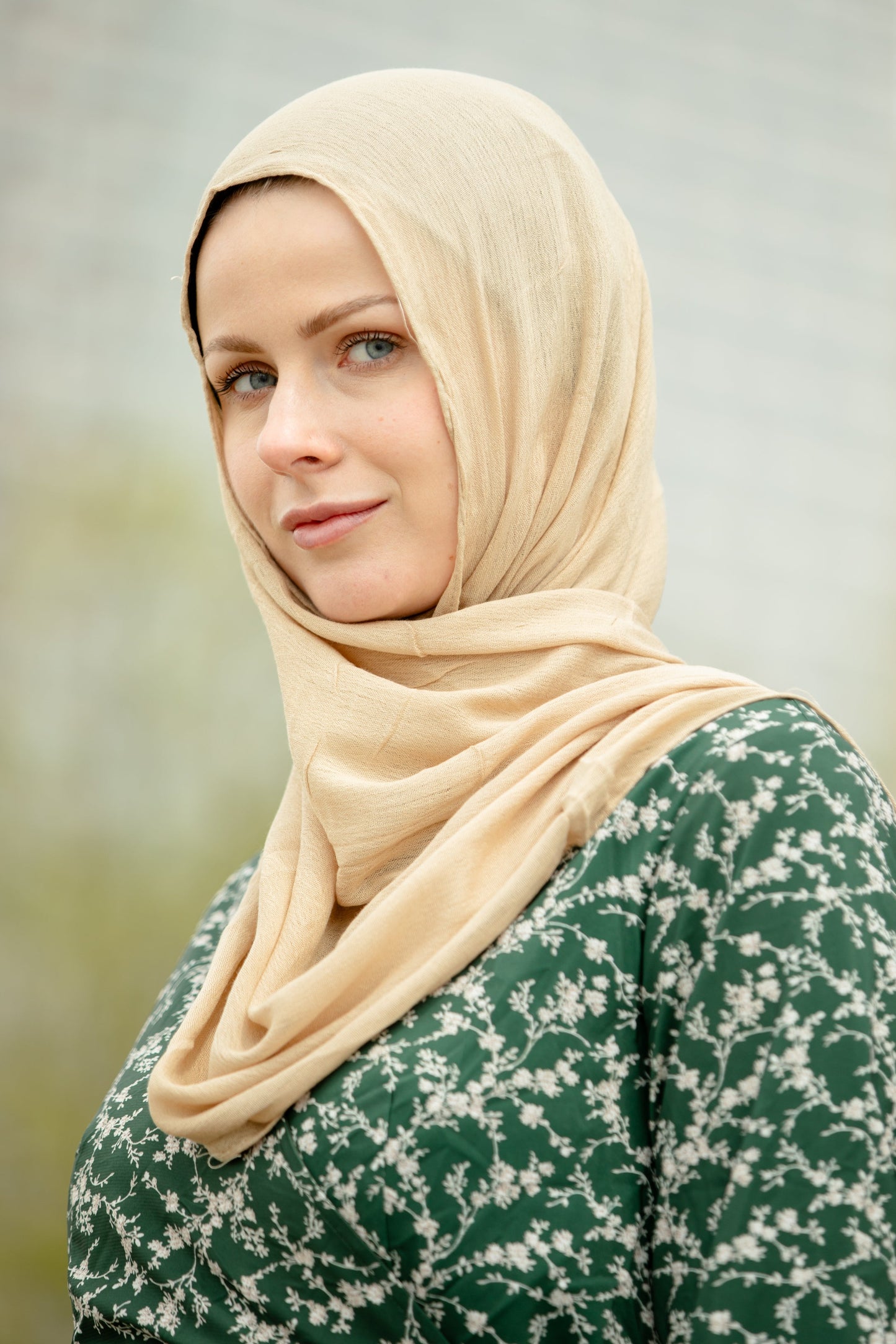 Beige Modal Fringe Edge Hijab