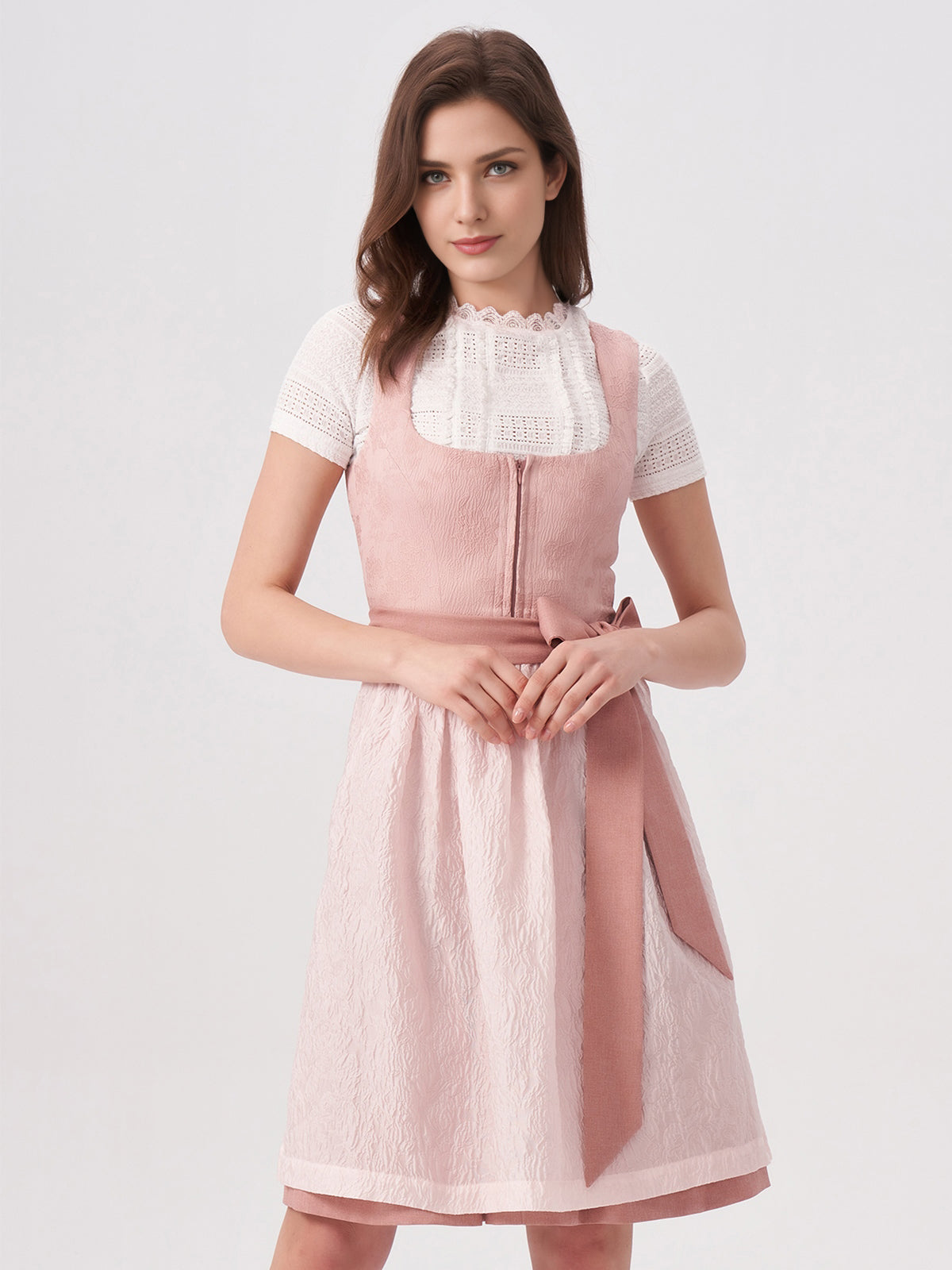 Damen Rosa Zwei verdeckte Eingriffstaschen Dirndl ANJA