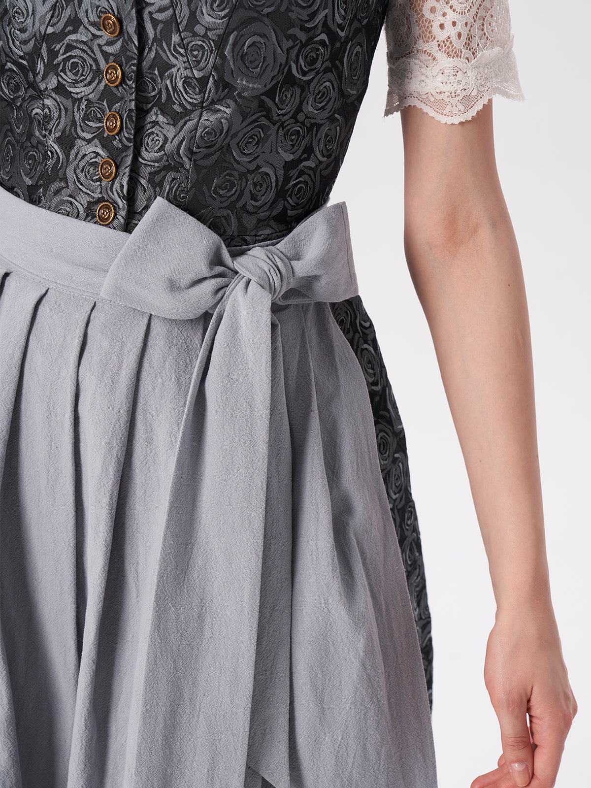 Damen Blau Zwei verdeckte Eingriffstaschen Floralem Muster Dirndl NADINE