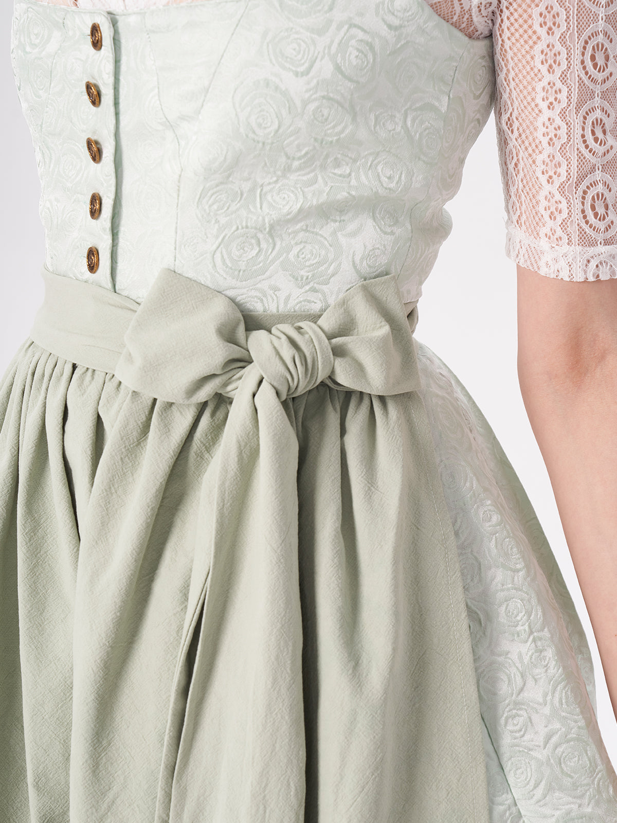 Damen Grün Zwei verdeckte Eingriffstaschen Floralem Muster Dirndl NADINE