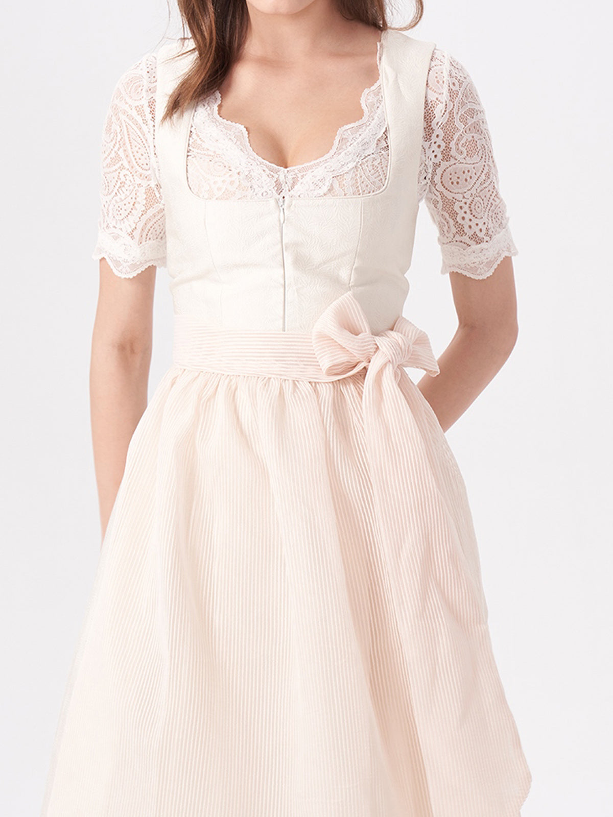 Damen Beige Zwei verdeckte Eingriffstaschen Dirndl WEBER