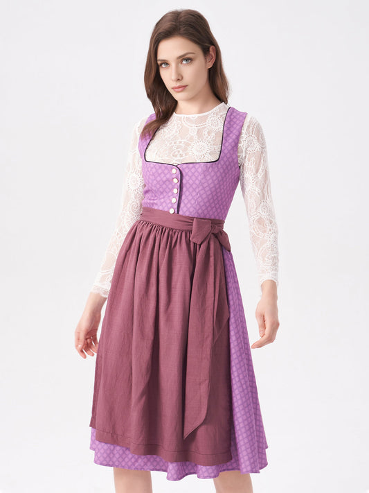 Damen Lila Zwei verdeckte Eingriffstaschen Geometrische Muster Dirndl DANIELA