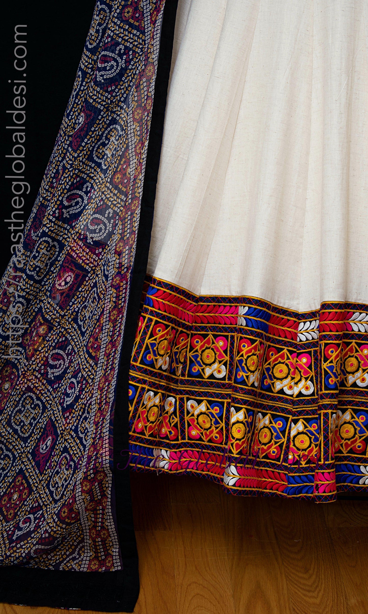 Esme Kutchi Embroidered White Lehenga Choli Set