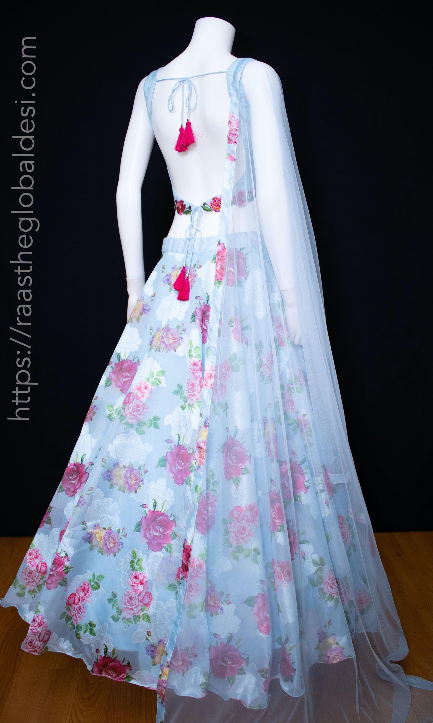Floral Light Blue Lehenga Choli Set
