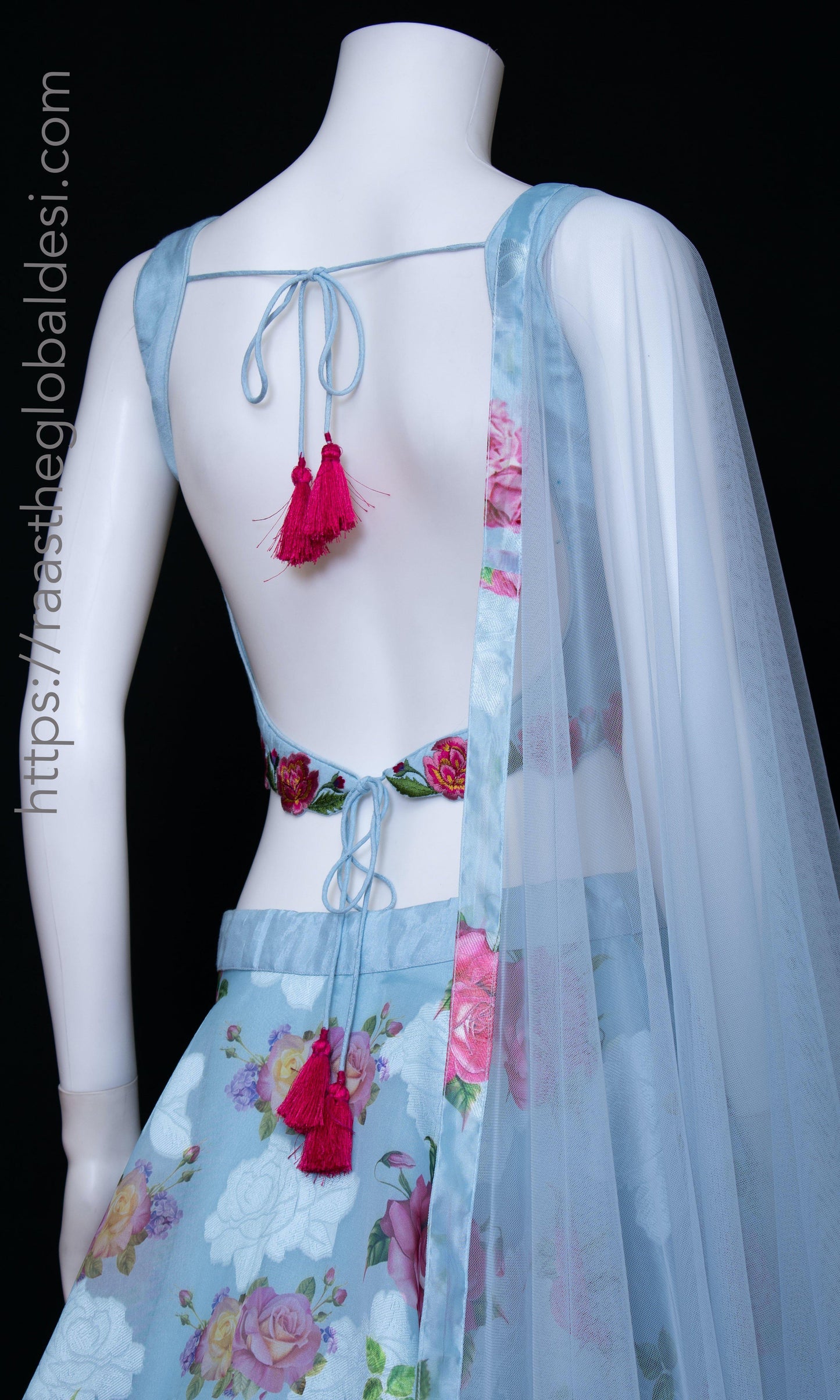 Floral Light Blue Lehenga Choli Set