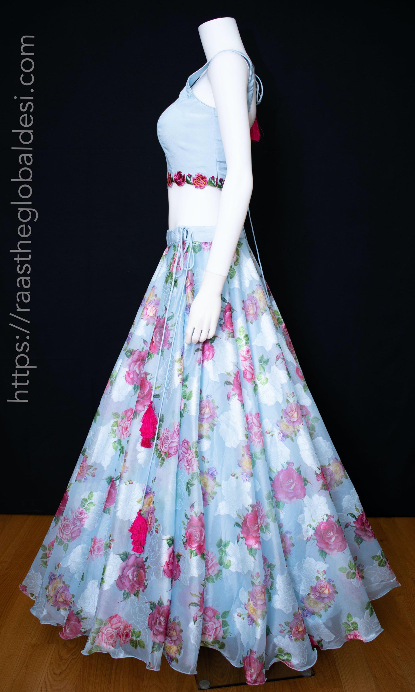 Floral Light Blue Lehenga Choli Set