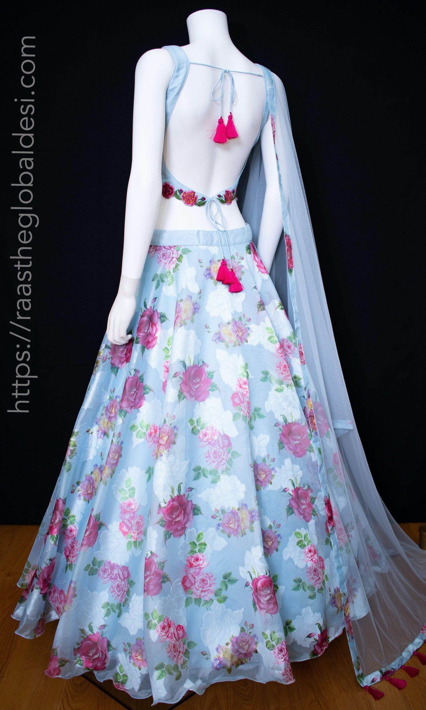 Floral Light Blue Lehenga Choli Set