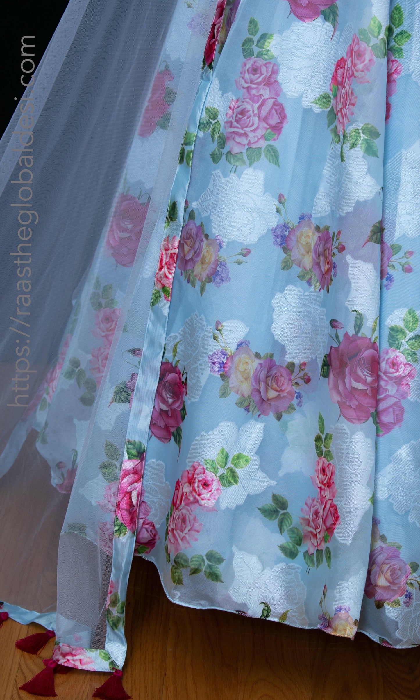 Floral Light Blue Lehenga Choli Set
