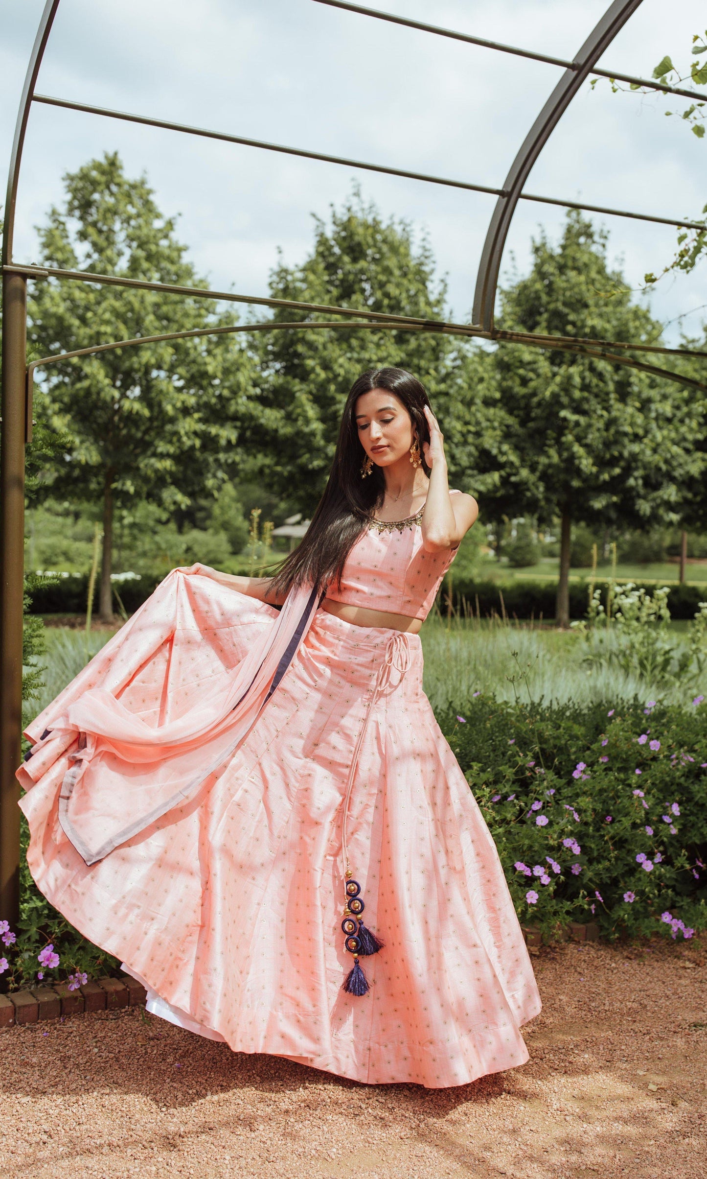 Pink Mirror Work Lehenga Choli Set