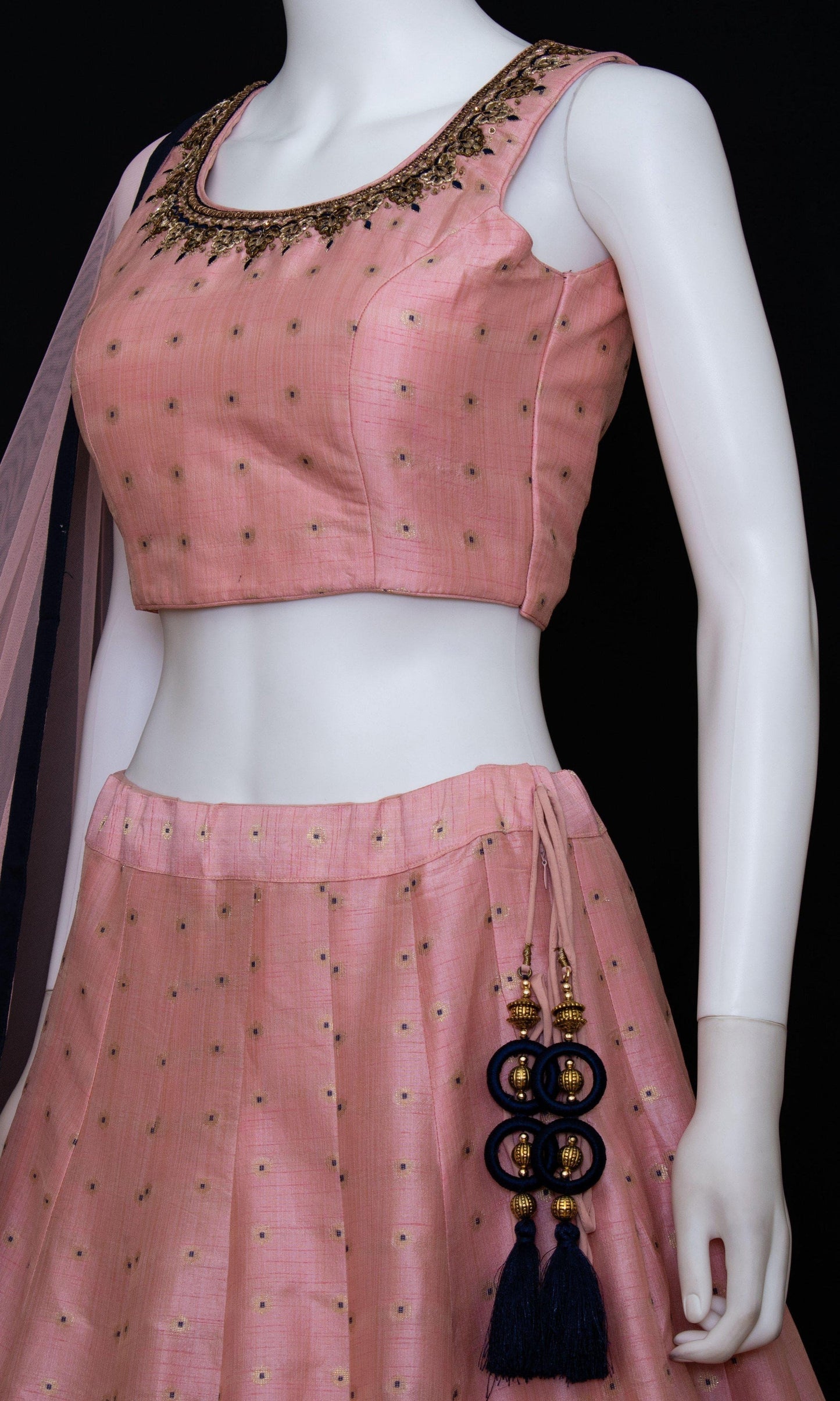 Pink Mirror Work Lehenga Choli Set