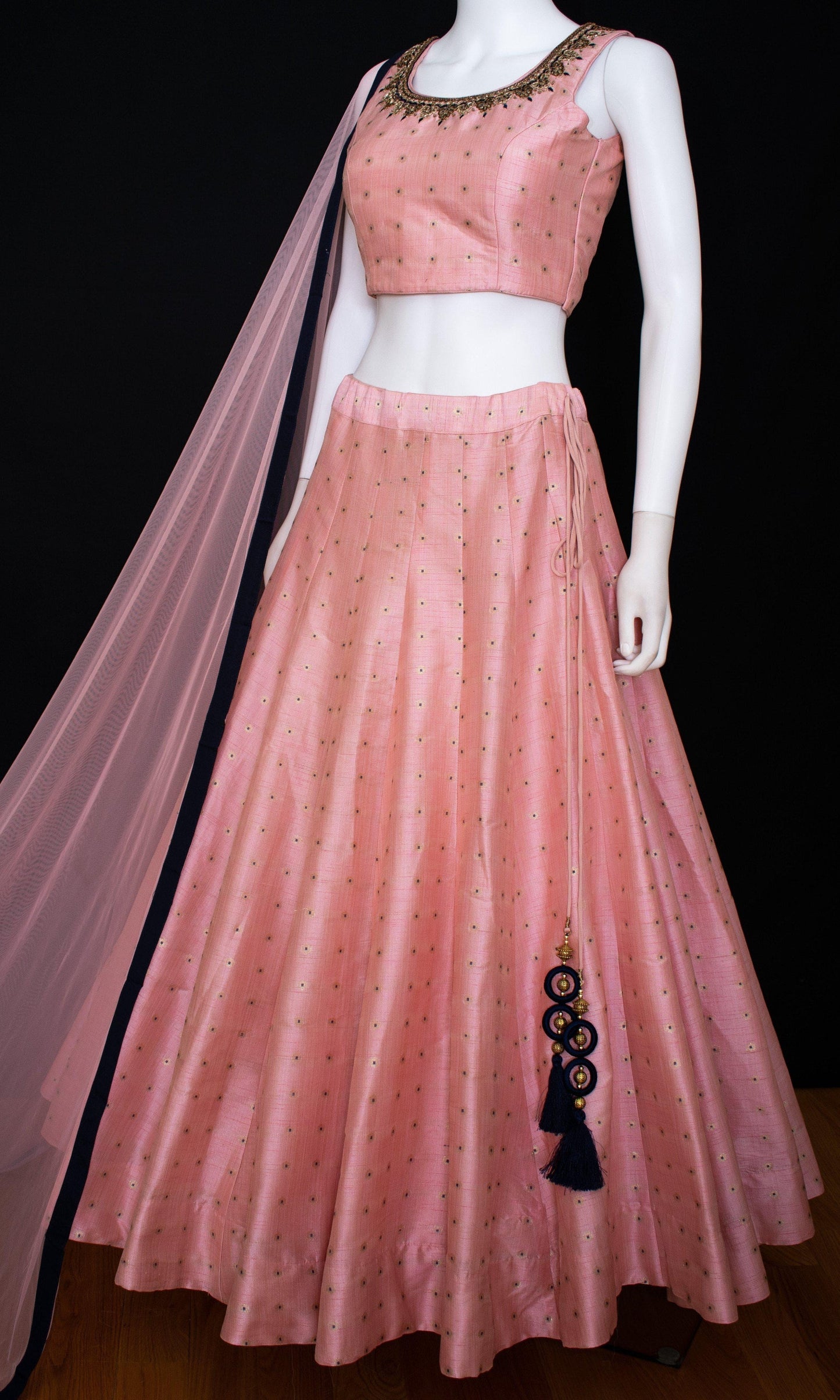 Pink Mirror Work Lehenga Choli Set