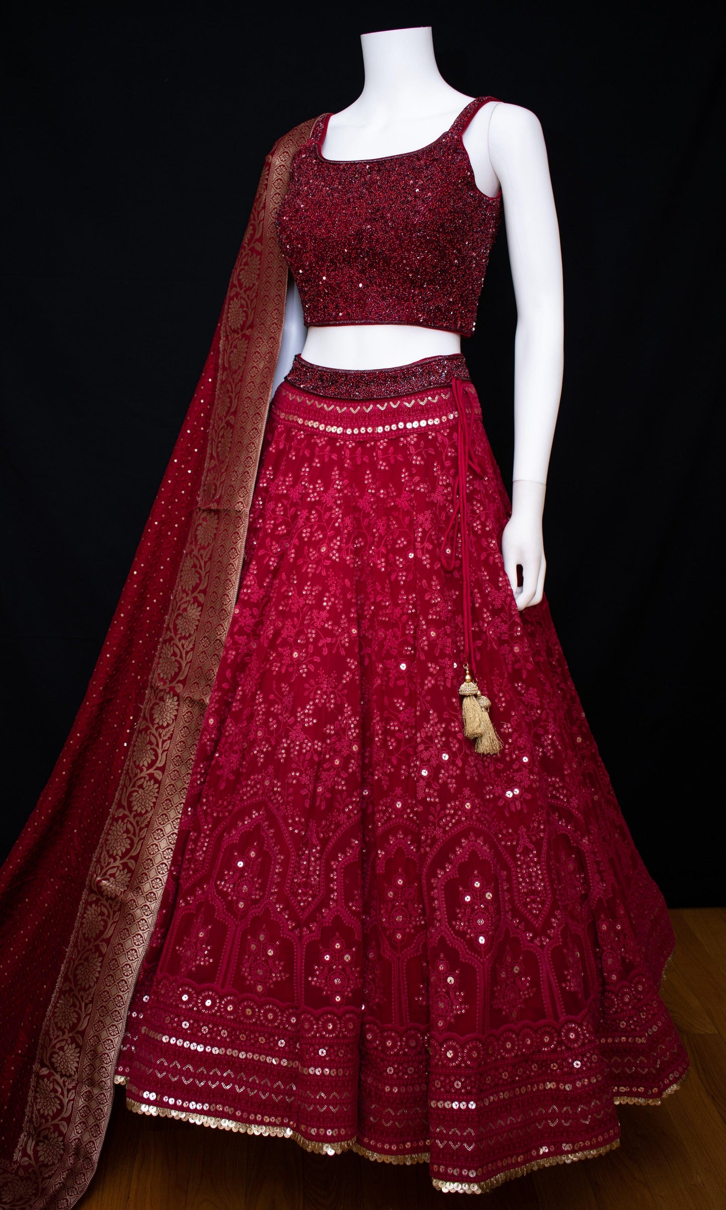 Emmy Maroon Heavy Embroidery Lehenga