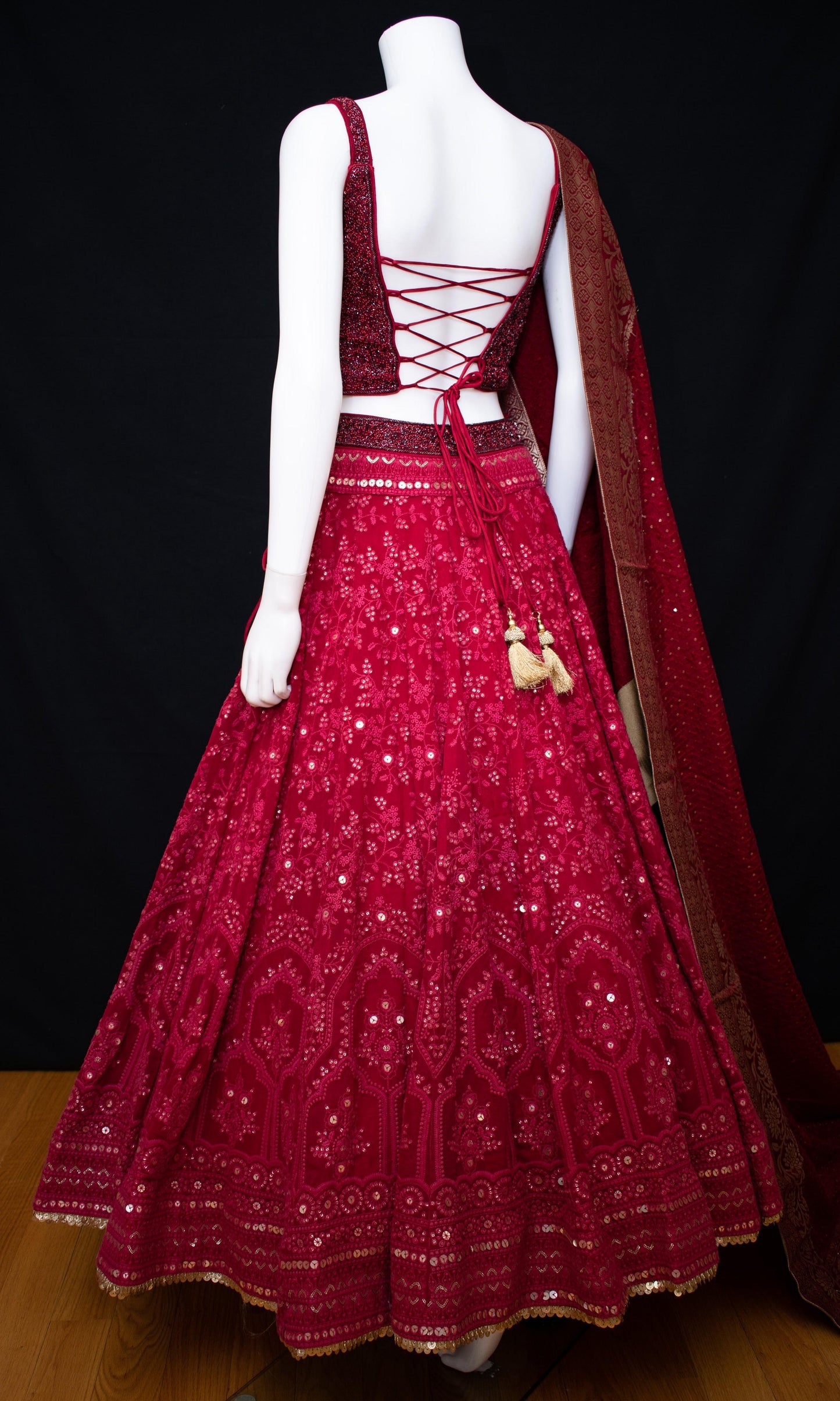 Emmy Maroon Heavy Embroidery Lehenga