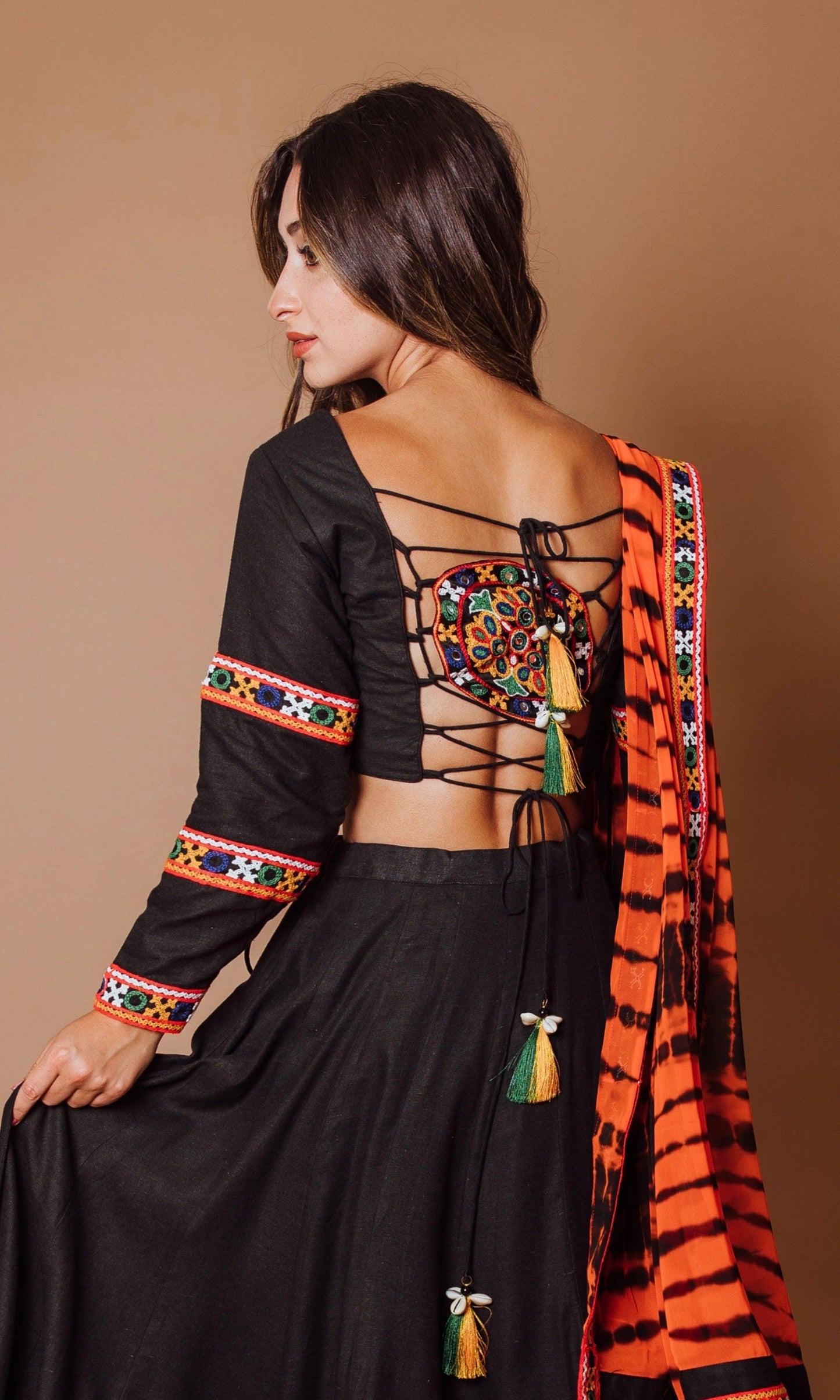 Lyra Black Cotton Chaniya Choli Set
