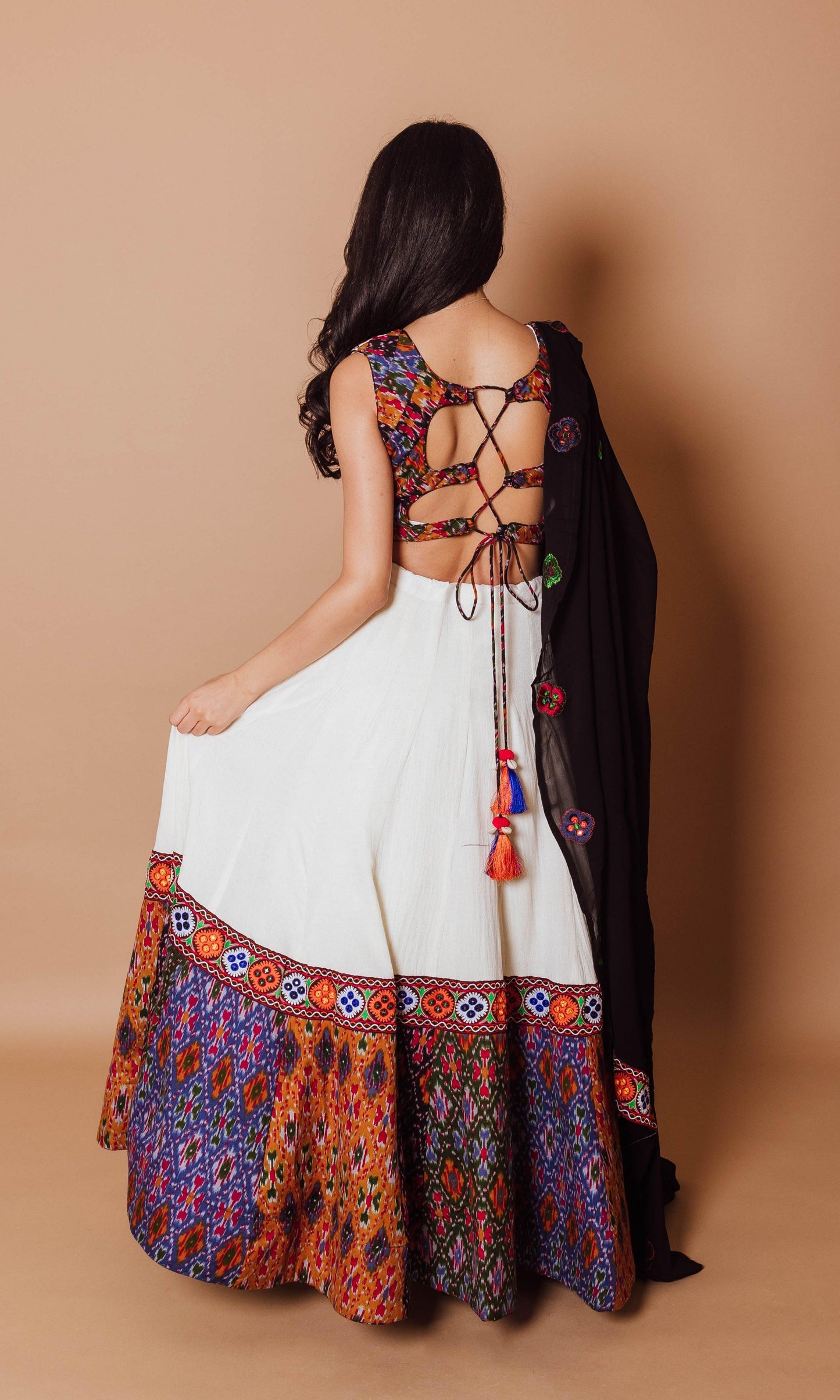 Andi White and Multicolor Print Lehenga Choli