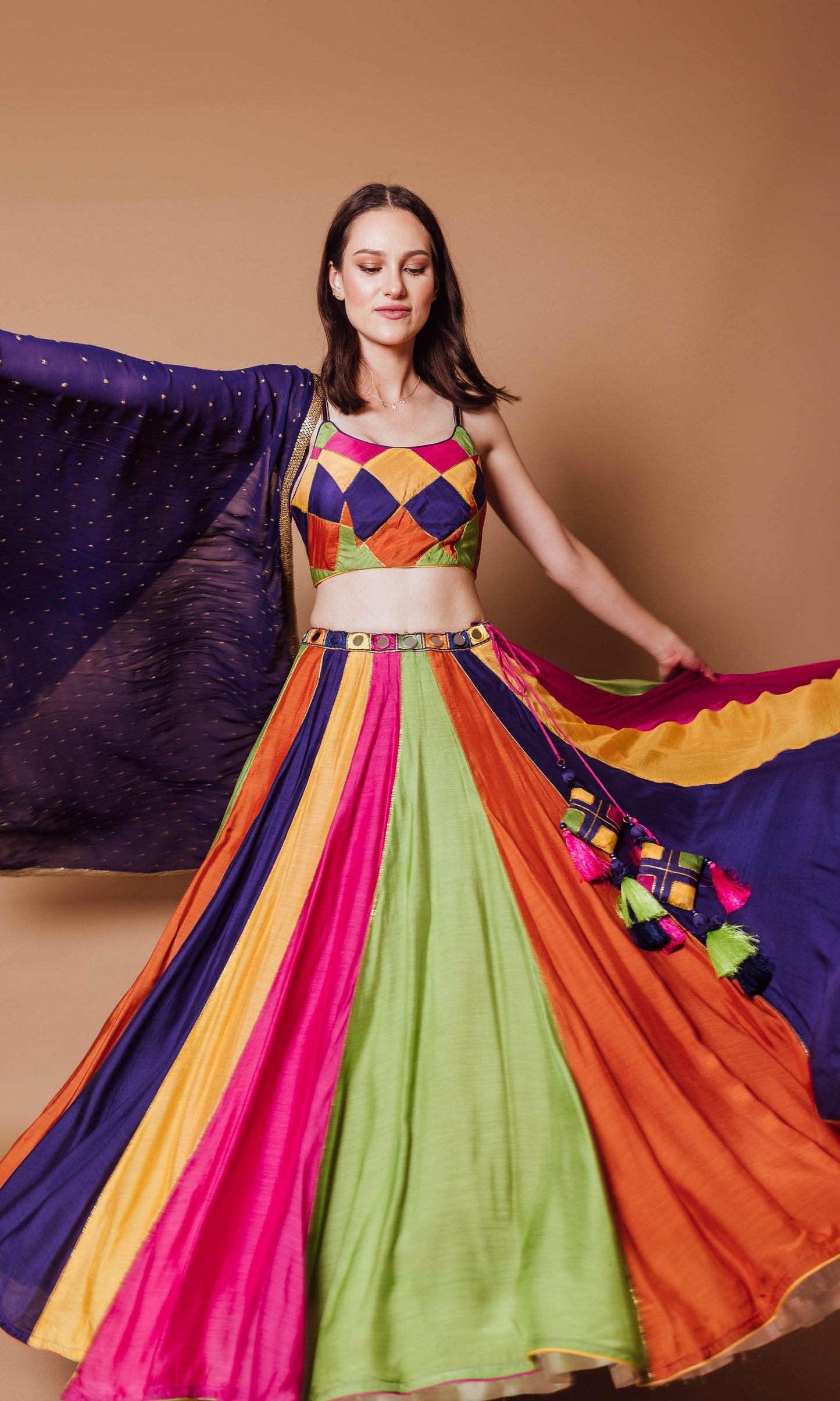 Noa Multicolor Lehenga Choli with Sequins Dupatta