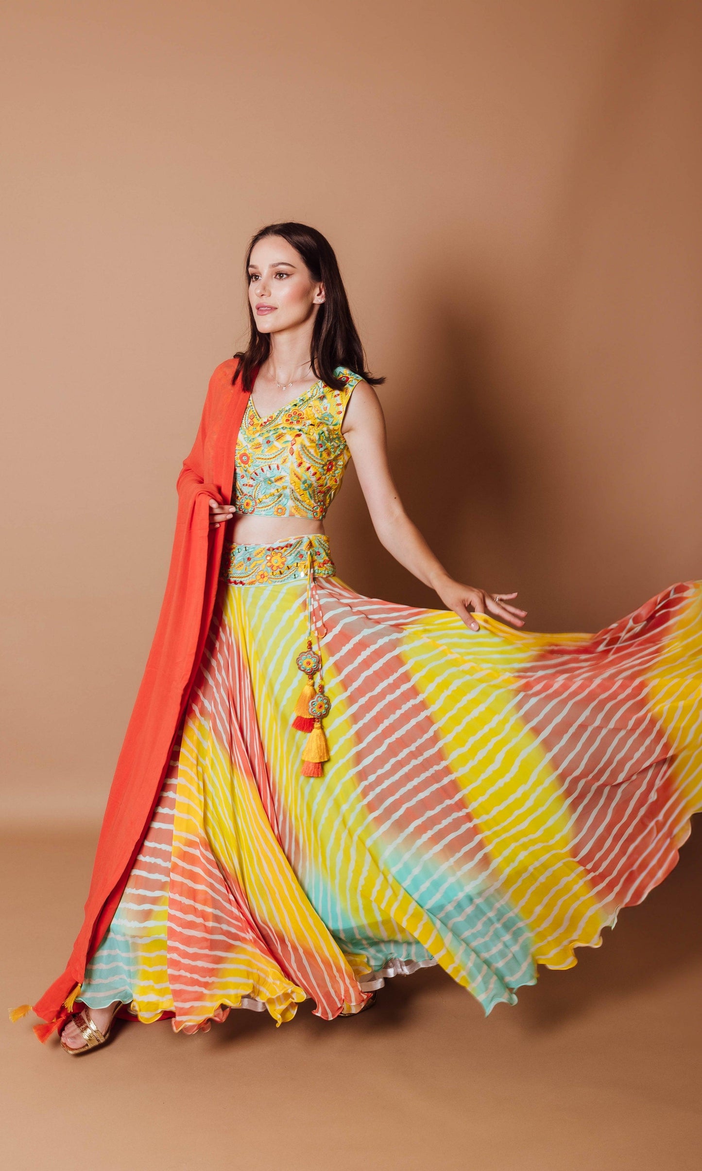 Melody Bright Multicolor Lehenga Choli with Floral Embroidery