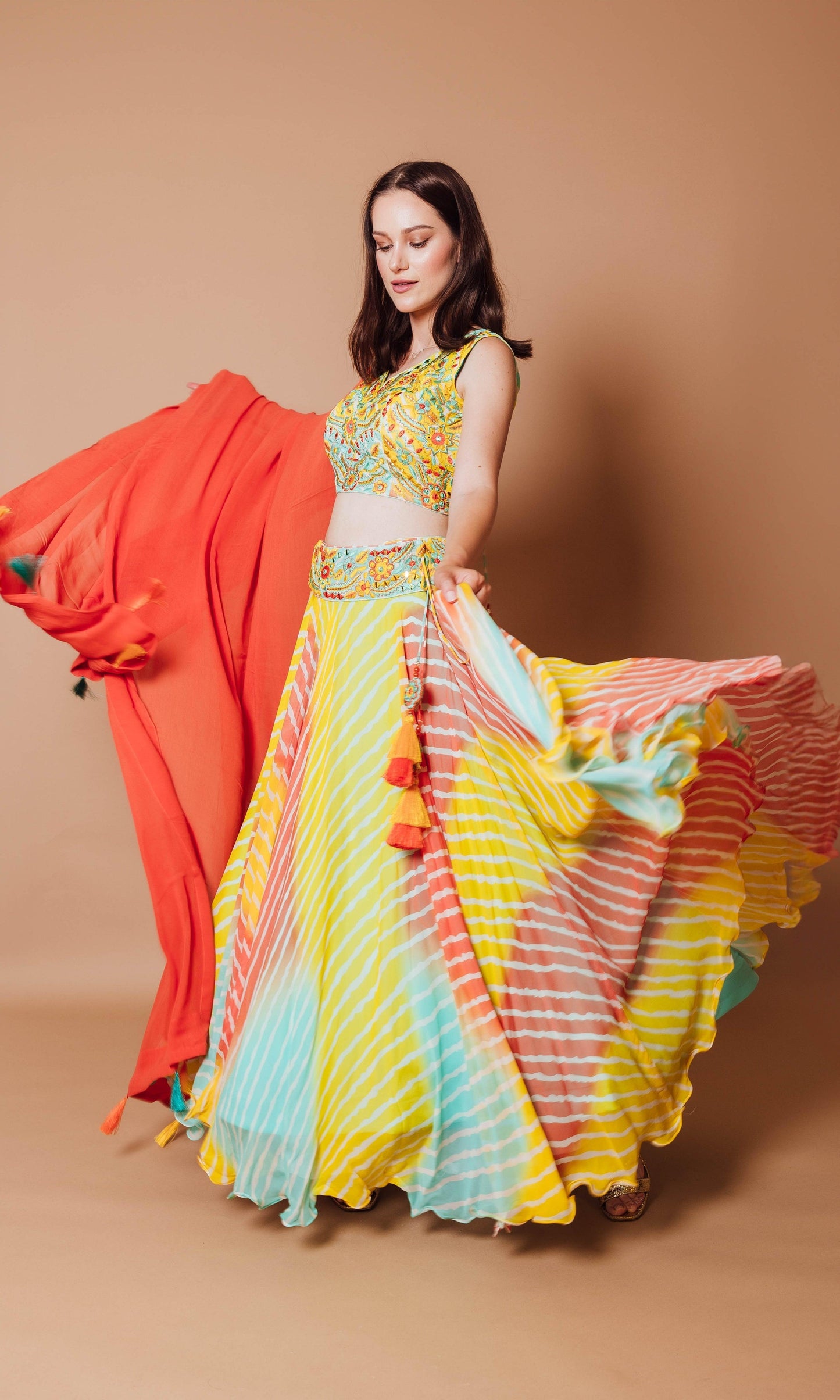 Melody Bright Multicolor Lehenga Choli with Floral Embroidery