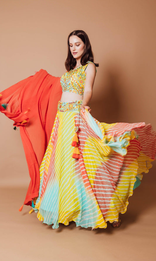 Melody Bright Multicolor Lehenga Choli with Floral Embroidery