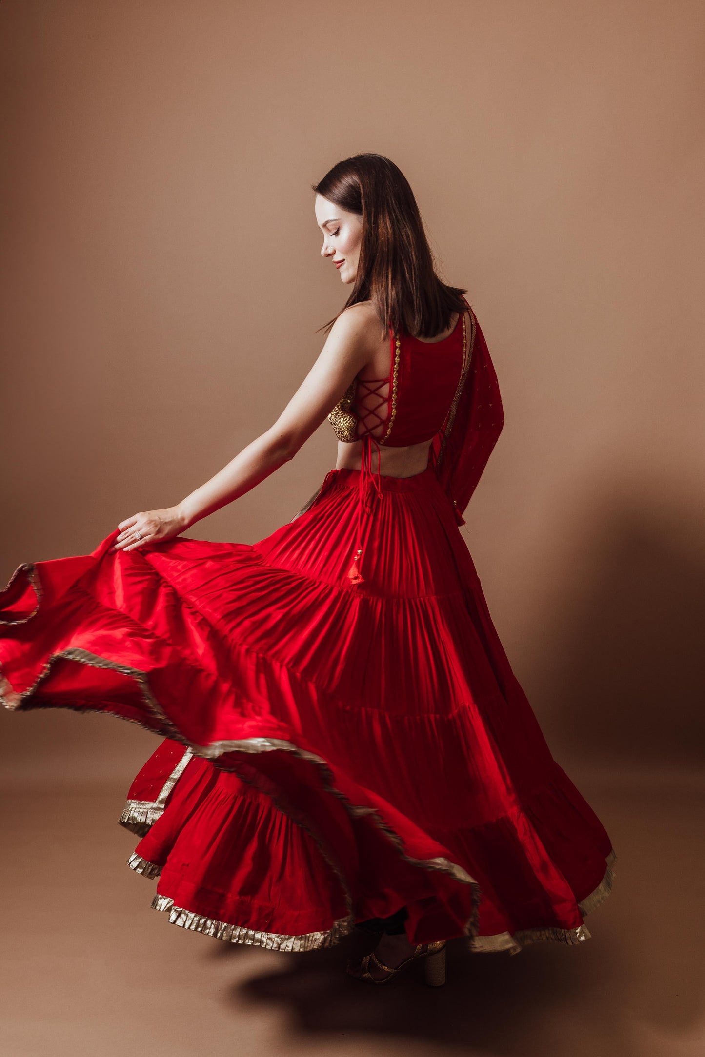 Charlotte Red and Gold Lehenga Set