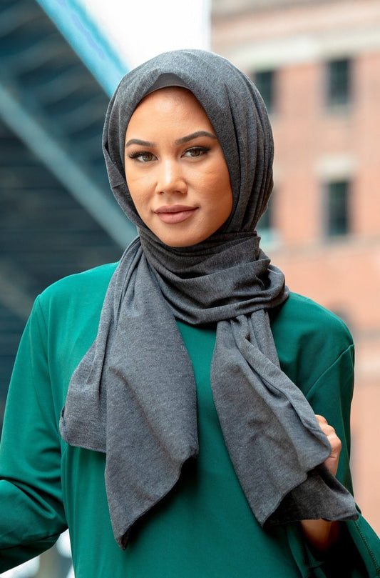 Dark Grey Jersey Hijab