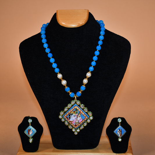 Diamond Krishna Inspired Necklace Set