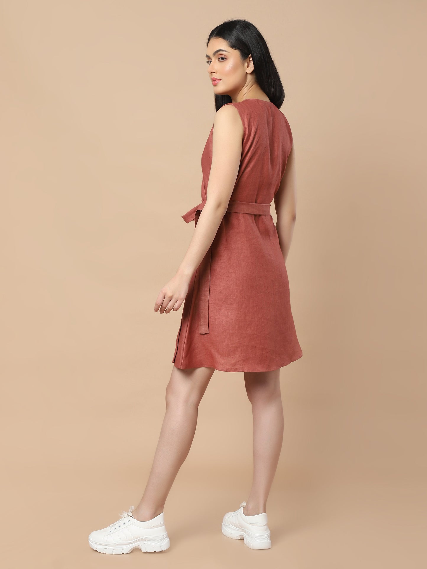 Sleeveless Hemp Wrap Dress