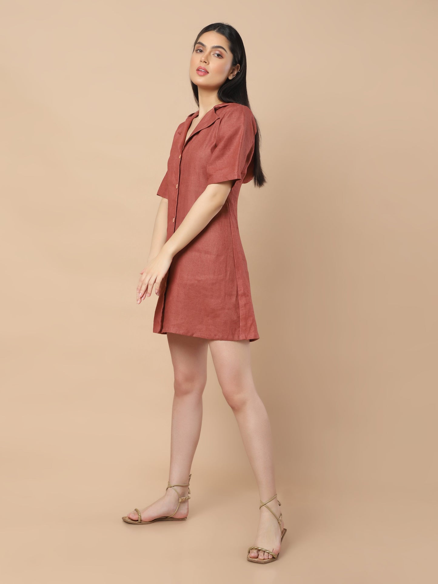 Urban Elegance: Hooded Hemp Shirt Dress