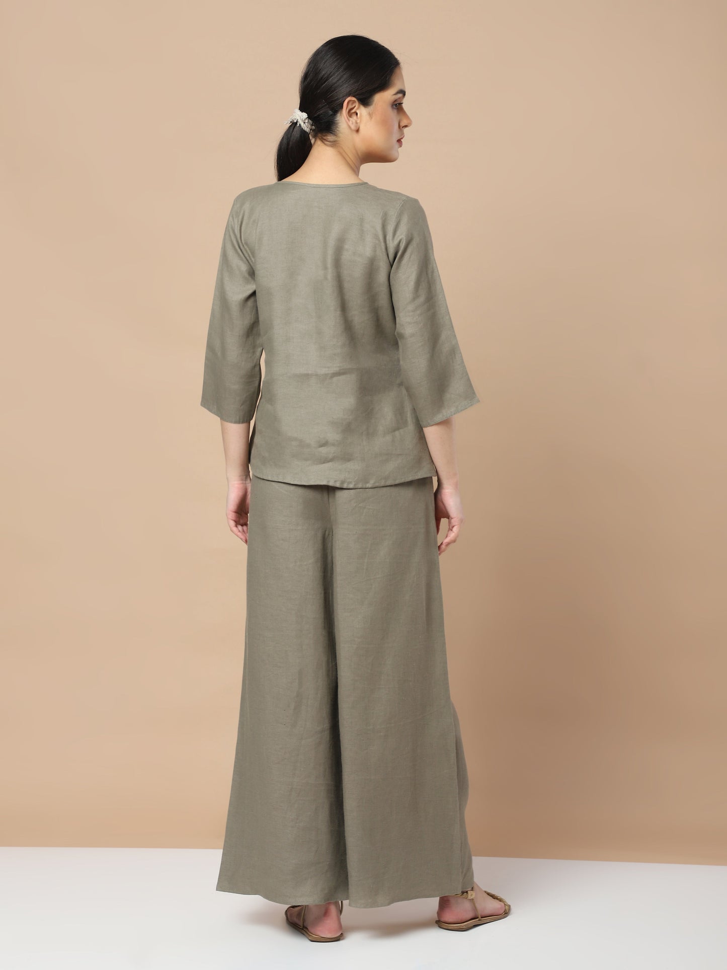 Effortless Chic: Hemp Full Sleeves Top and Loose Pants Set