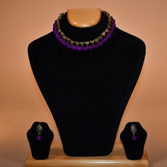 Gold & Purple Necklace Set