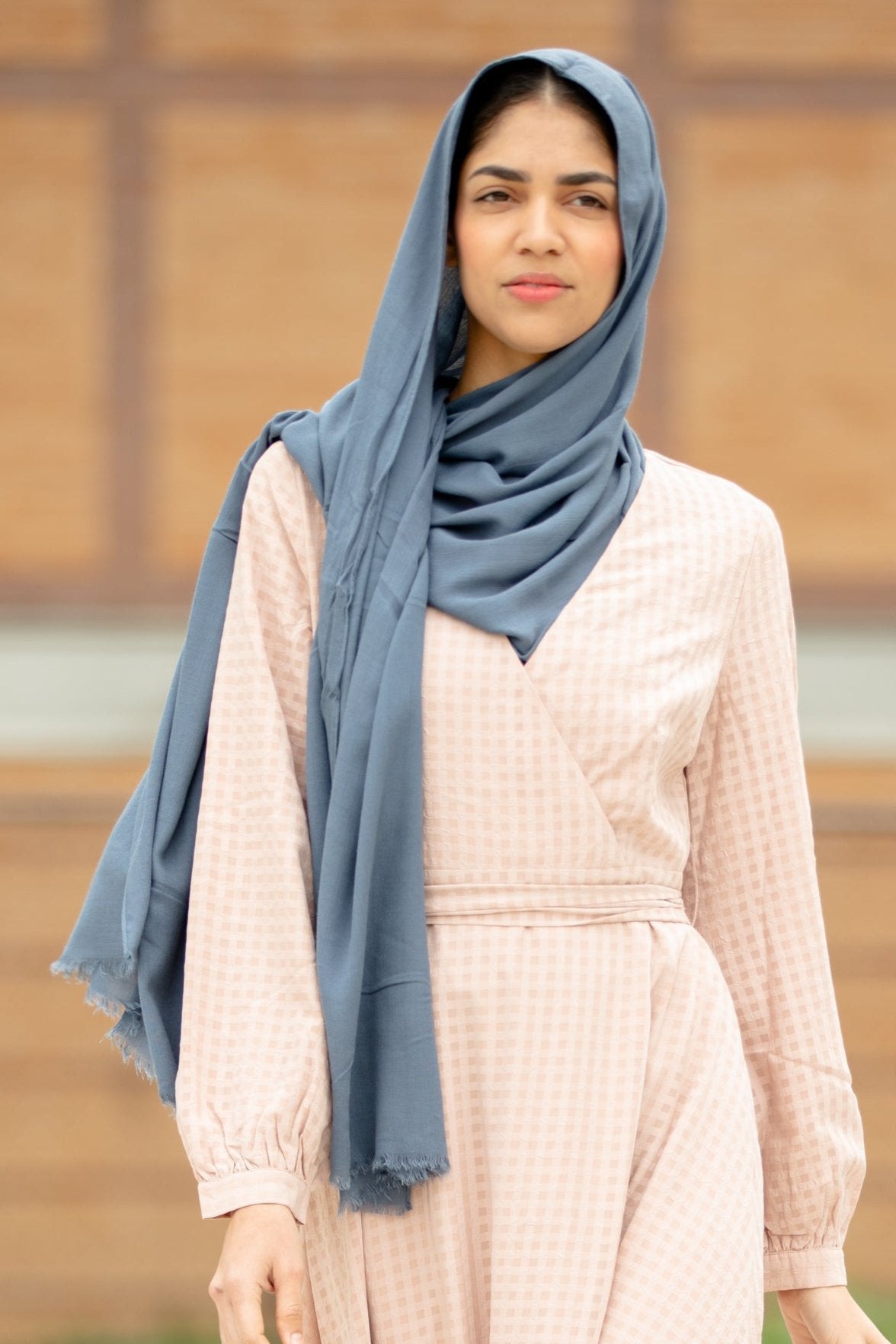 Grey Modal Fringe Edge Hijab