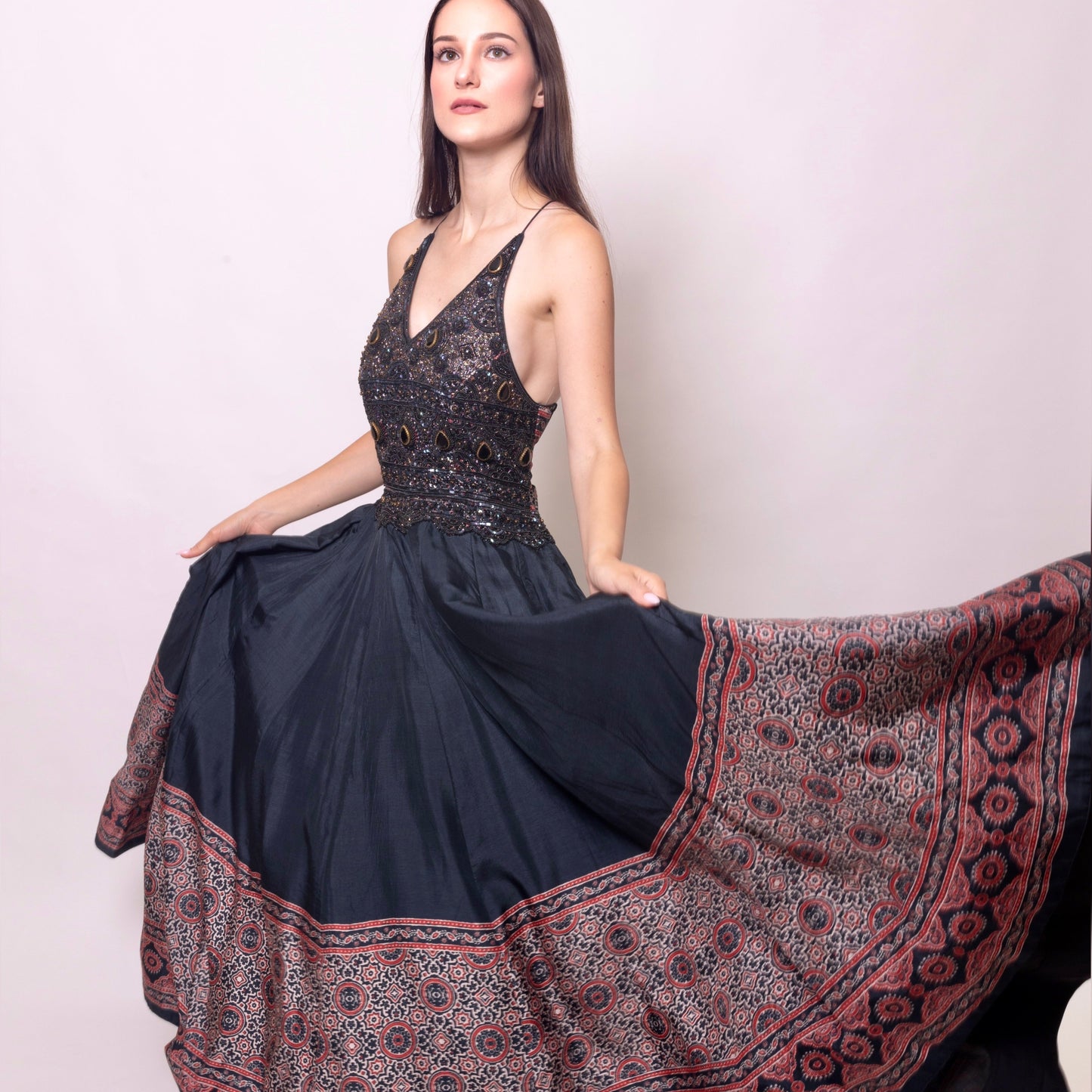 Elise Long Dress with Hand Embroidery