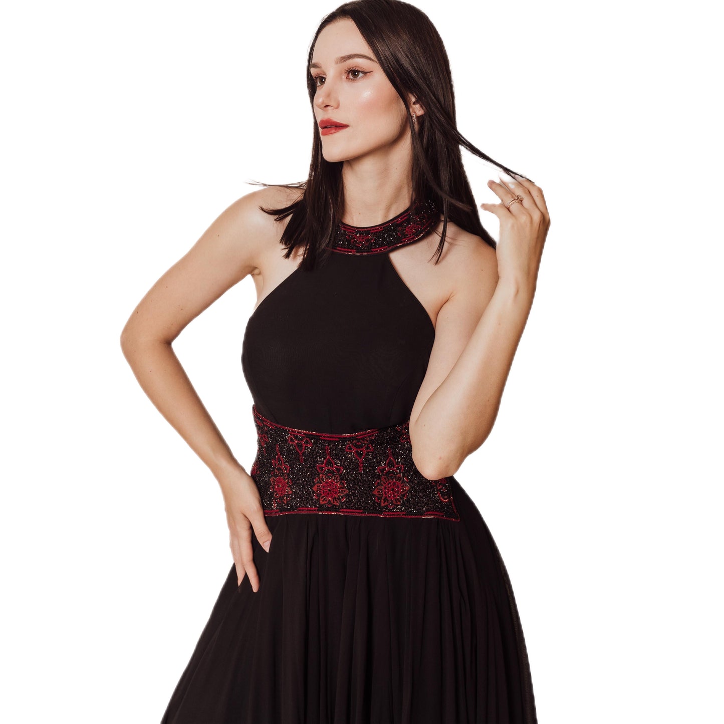 Vivenne Black Gown with Halter Neck