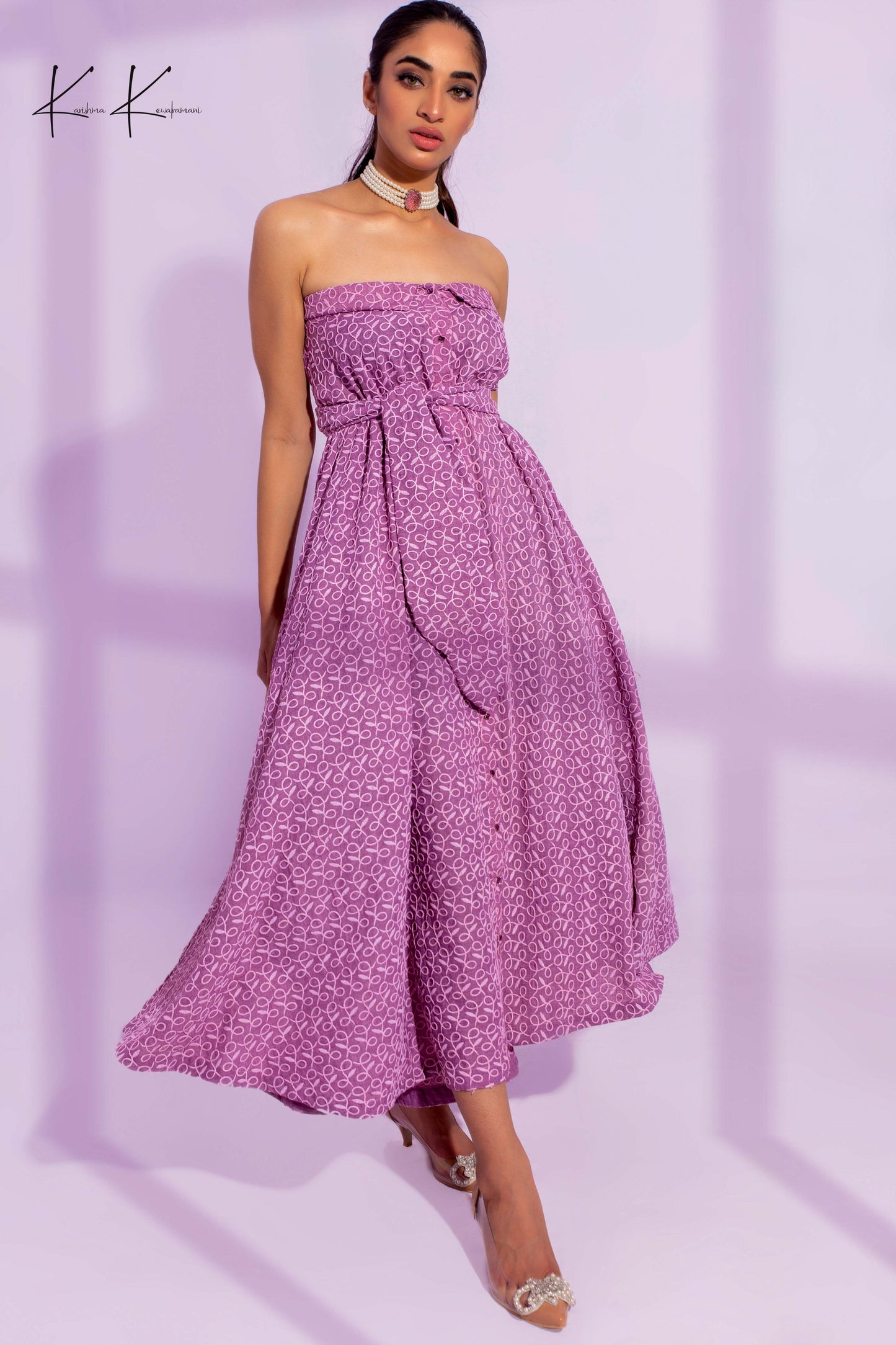 Strapless Button Down Flared
