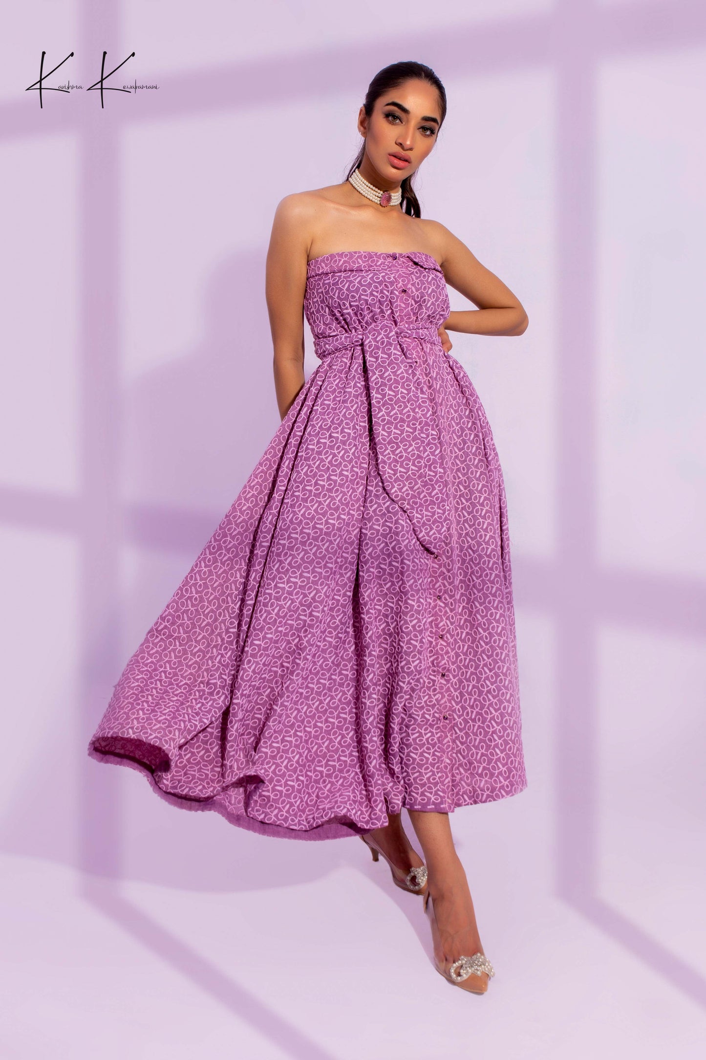 Strapless Button Down Flared