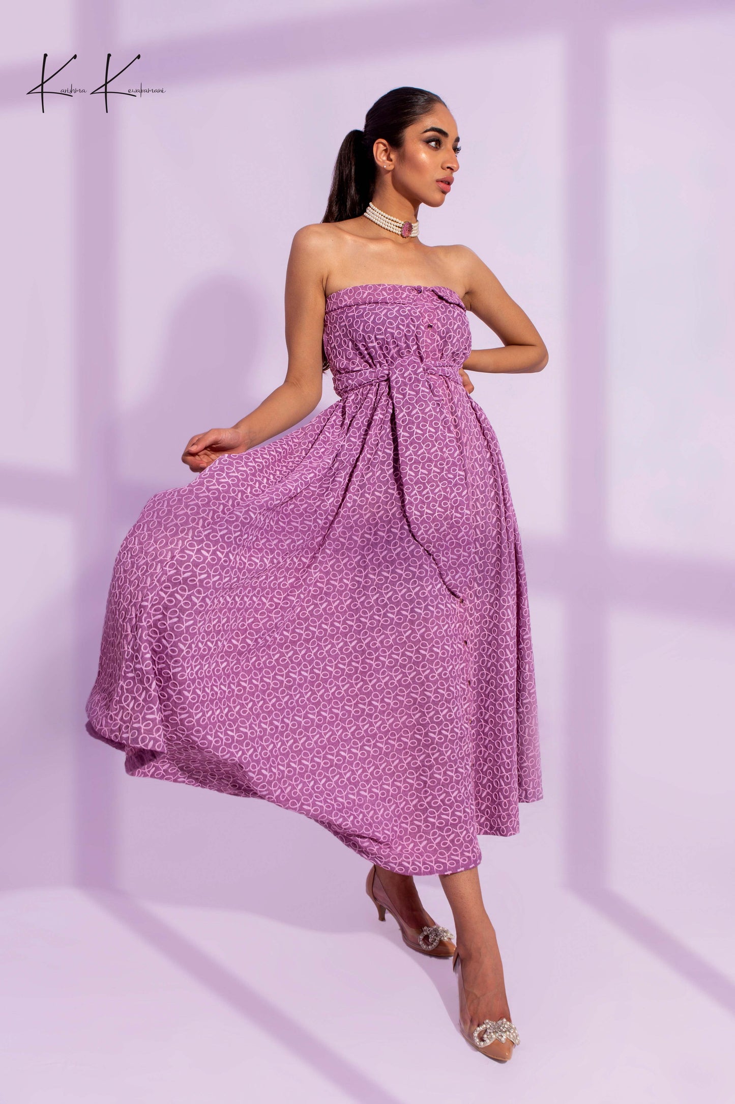 Strapless Button Down Flared