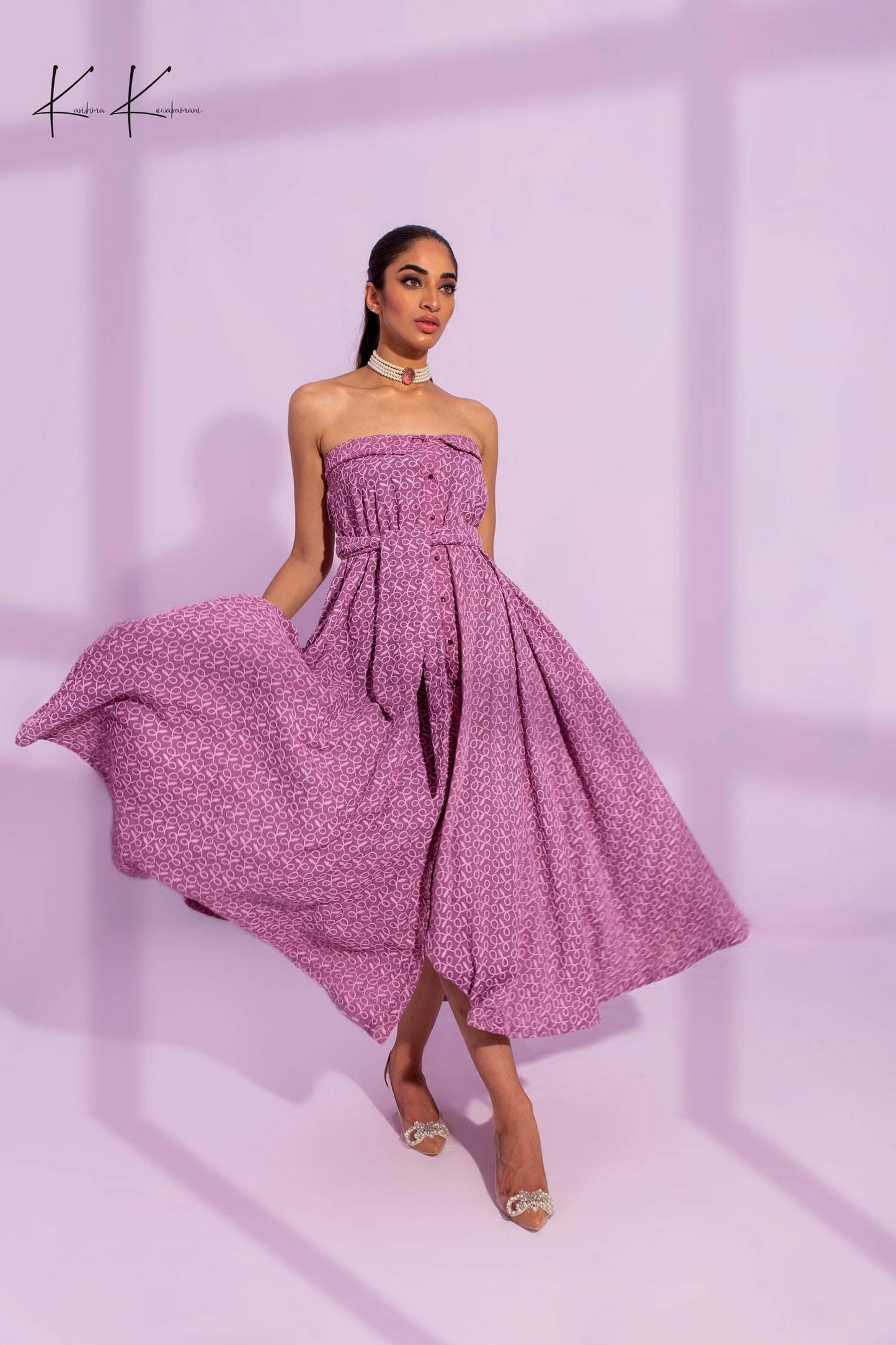 Strapless Button Down Flared