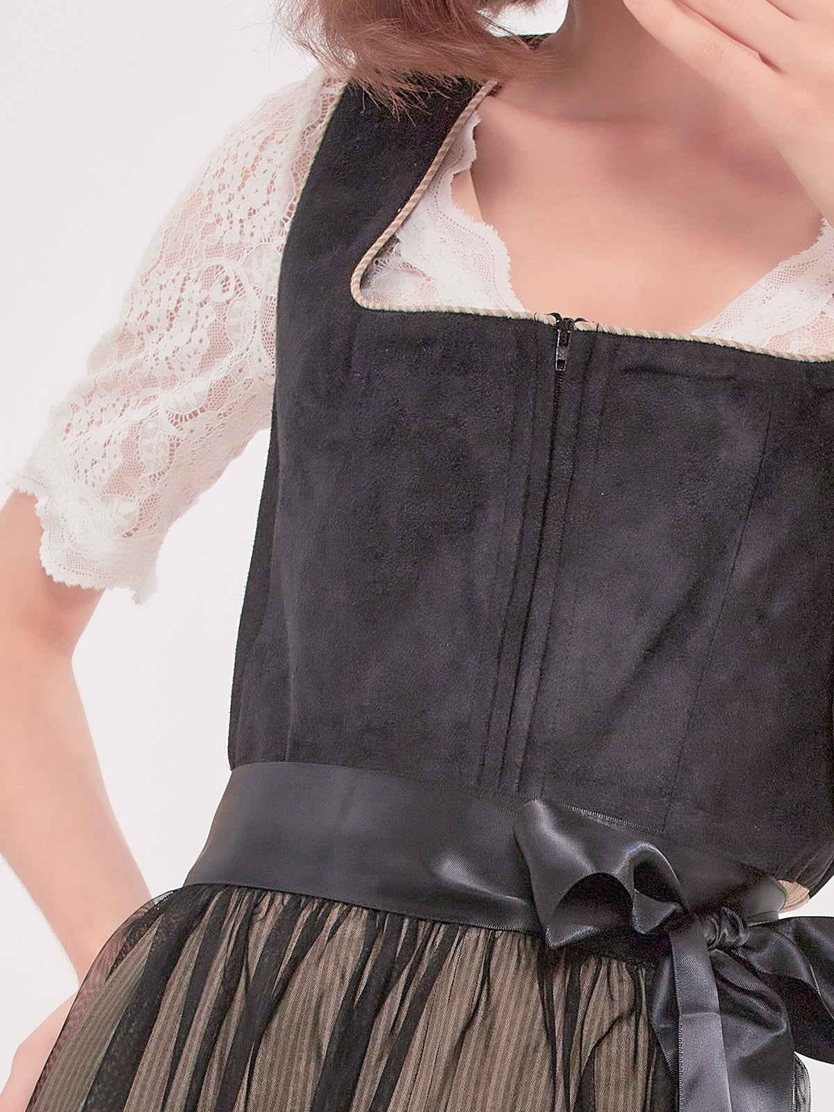 Damen Schwarz Zwei verdeckte Eingriffstaschen Dirndl WERNY