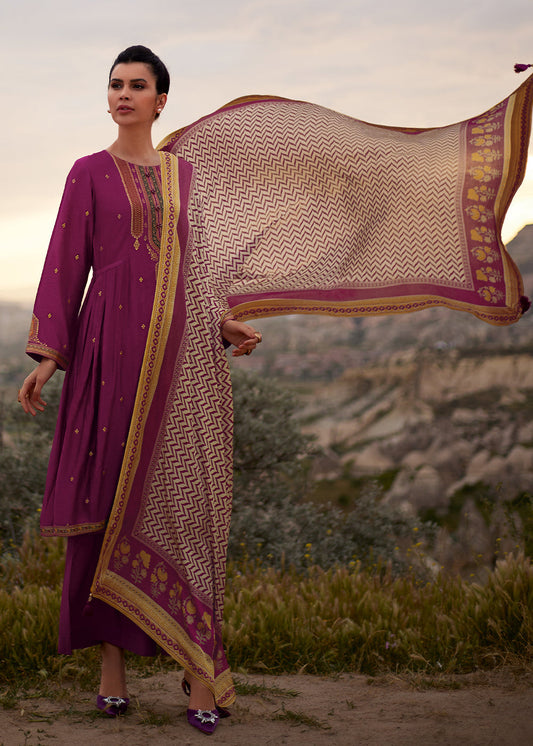 Lollipop Purple Silk Meenakari Woven Salwar Suit