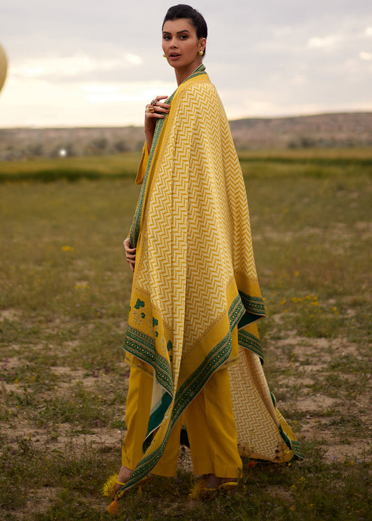 Butter Yellow Silk Meenakari Woven Salwar Suit
