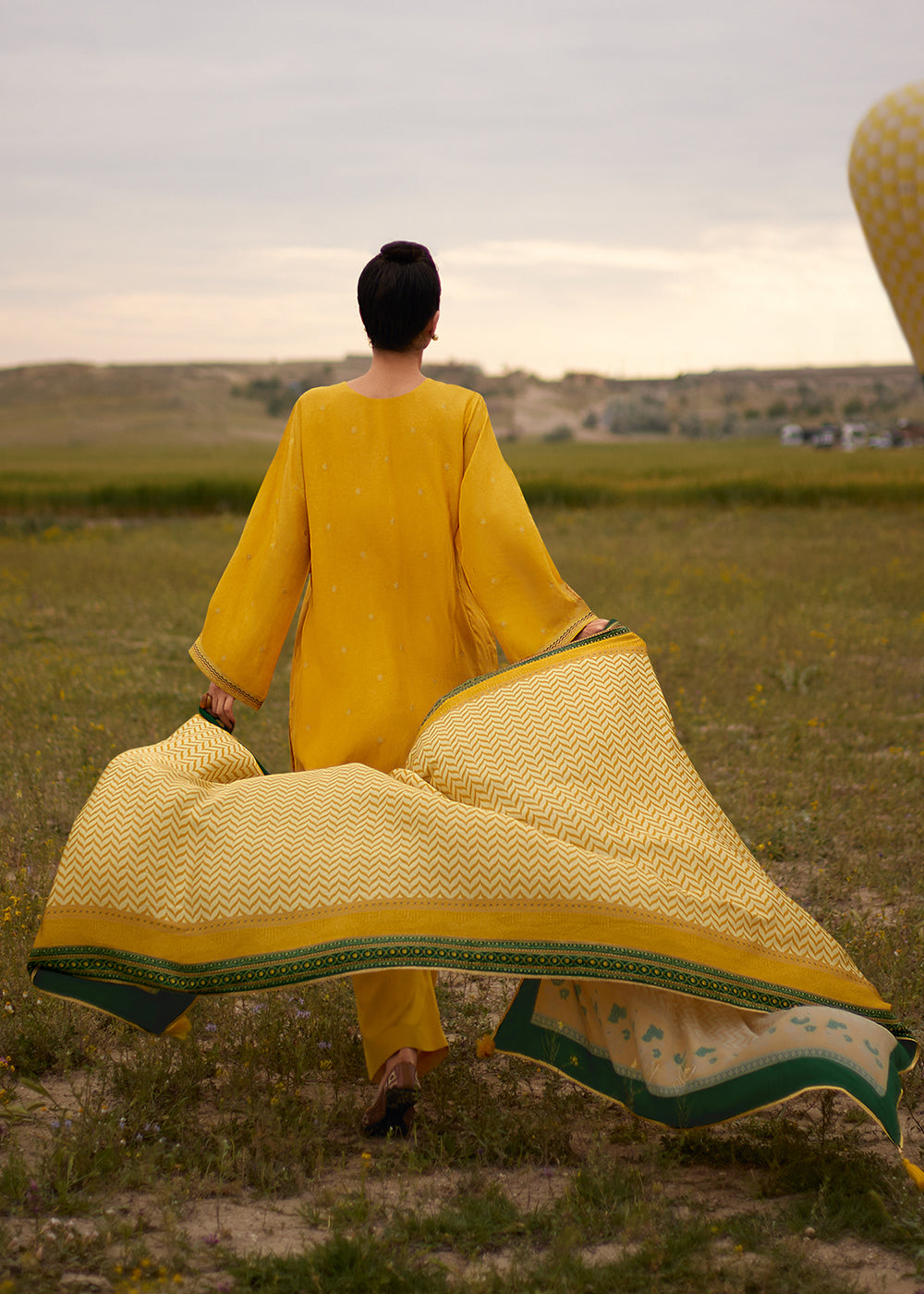 Butter Yellow Silk Meenakari Woven Salwar Suit